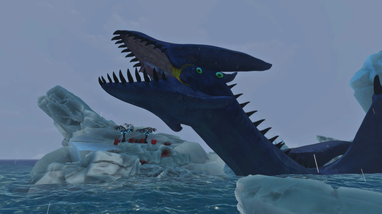 海面から顔を出したアイスドラゴン（Ice Dragon）の画像