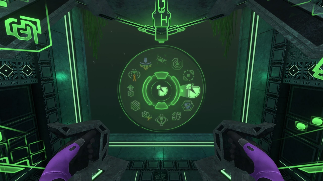 中央ラジアルメニューの表示例